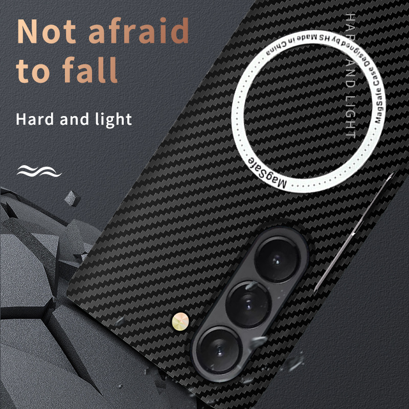 Samsung Z Fold7 カーボンファイバーパターン携帯電話ケース Zfold7 ワイヤレス充電 z Fold6/5 磁気保護カバーに適しています。|undefined