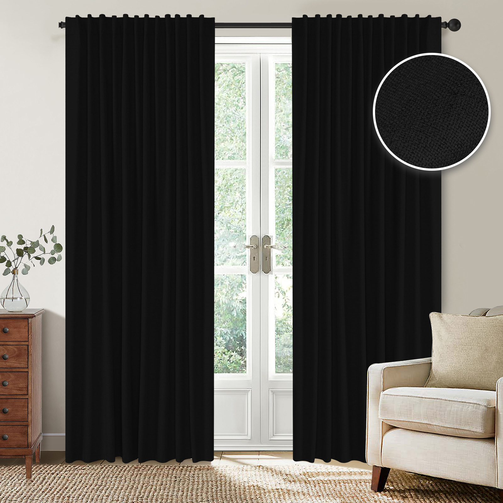 Amazon comercio exterior transfronterizo lino natural cortina de sombreado completa partición interior y exterior impermeable aislamiento de temperatura reducción de ruido tela de cortina