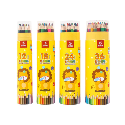 Bucket colored lead set student painting colored pencil 12 colors 24 colors 36 colors painting children's colored pencils