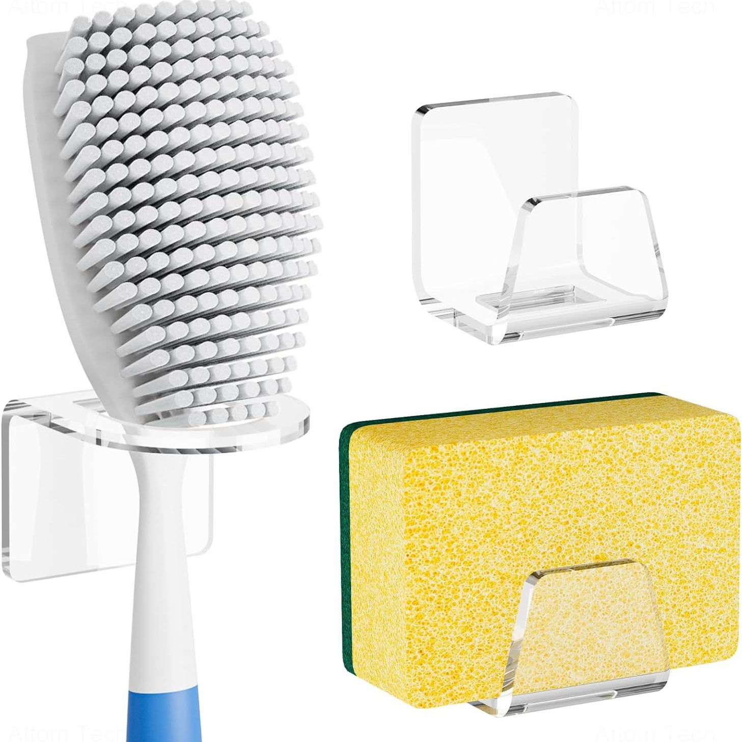 透明亚克力厨房水槽收纳套装1个刷架2个海绵架亚克力收纳整理透明