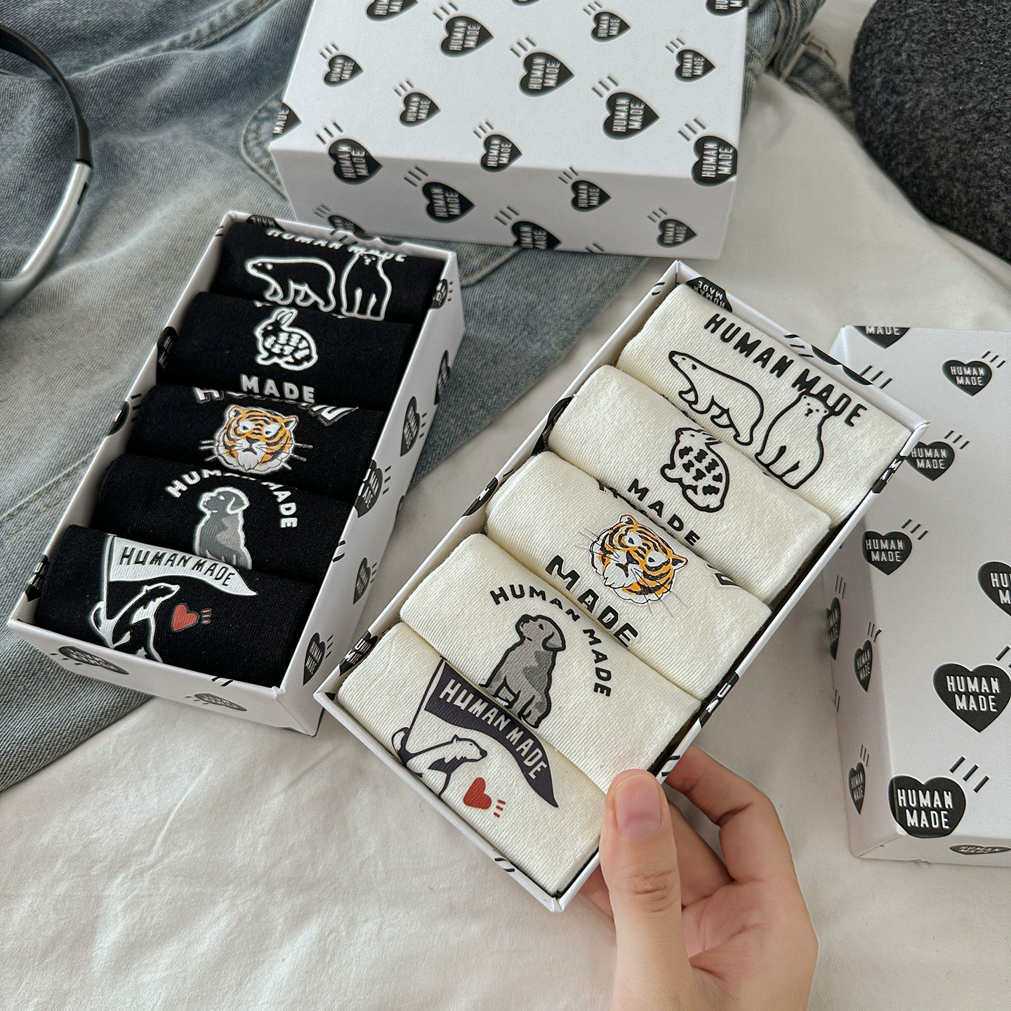 HUMANMADE упакованные хлопковые носки мультфильм лета тонкие лодочные носки носок с тигровой головой полярный медведь впитывающие воздухопроницаемые невидимые носки
