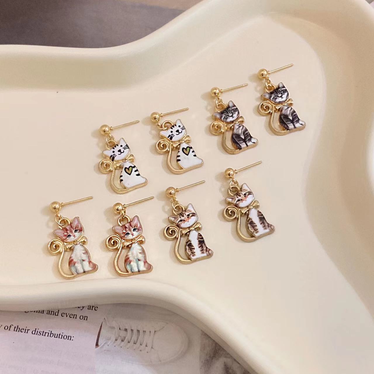 8g Weight Drop Earrings Classification 1 Pair Quantity Fashion Cat Alloy Women's Drop Earrings 1 Pair