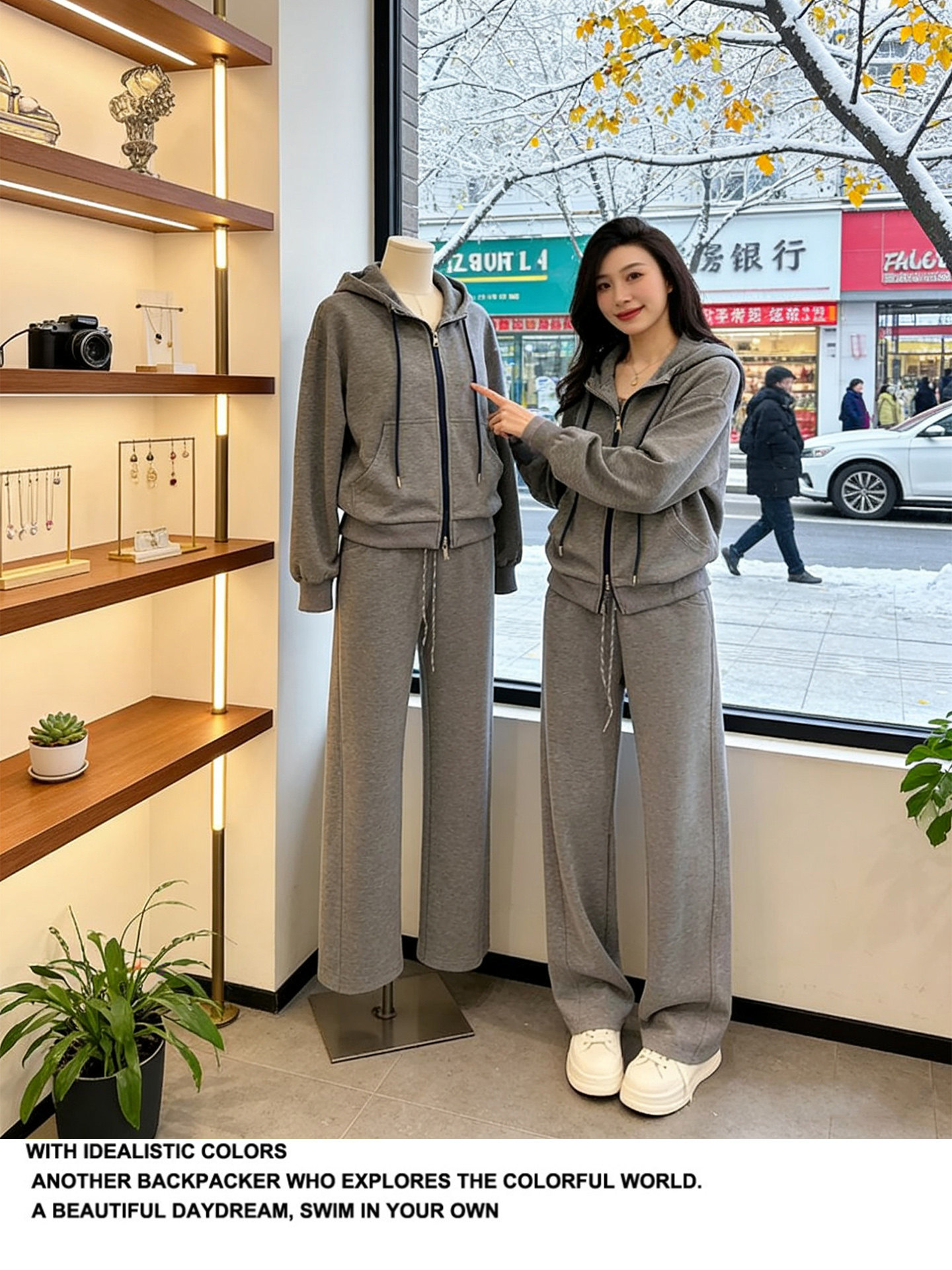 Women's Early Spring Super Stylish Casual Sporty Hooded Sweatshirt Set Fashionable Youthful_ecoleips.com