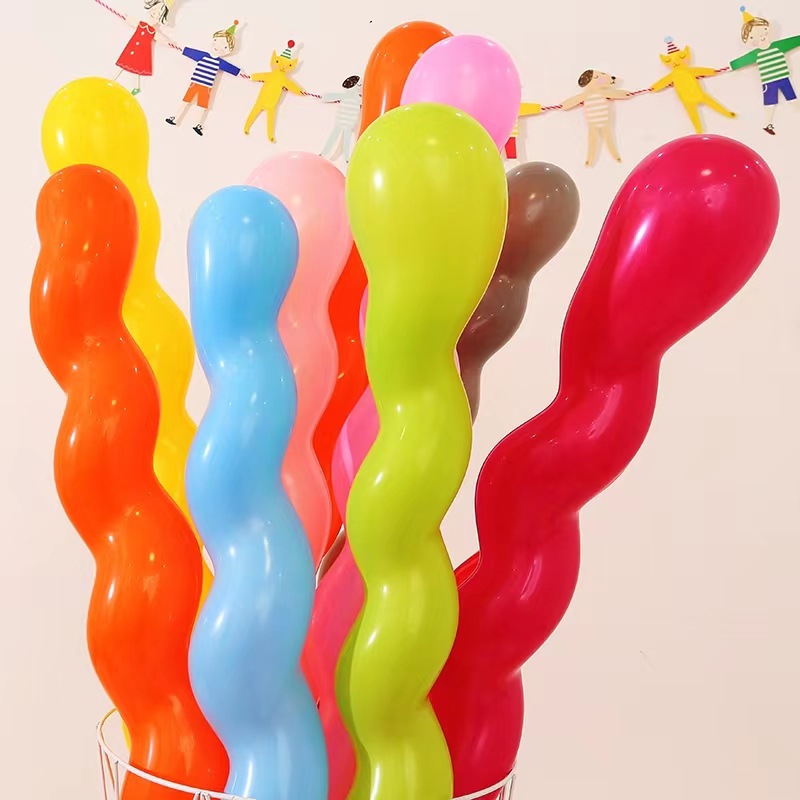 Spool-shaped, elongated, and thick spiral balloon, wholesale children's toy, birthday party decoration, latex balloon, stall display
