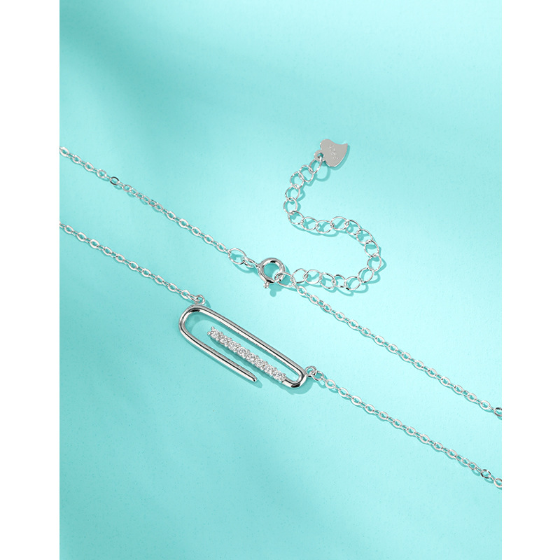 925 plata esterlina collar de alfiler geométrico para mujeres lujo ligero nicho de diseño clavícula de alta sensación 2024 nuevo collar