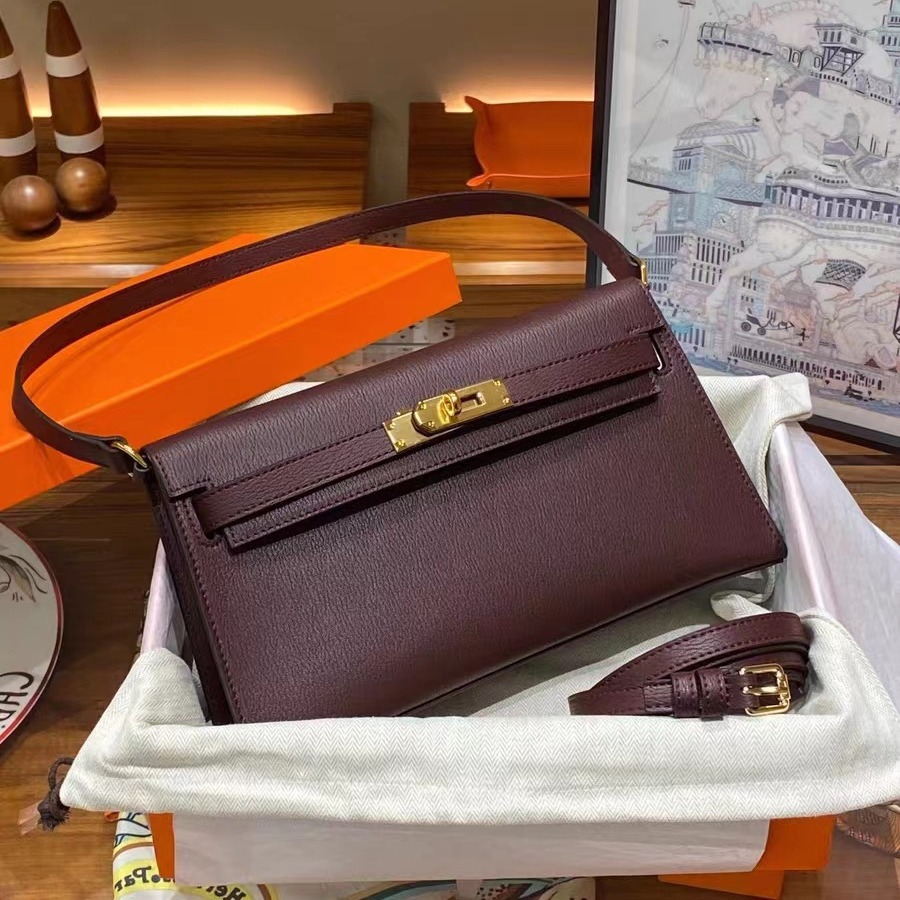 Bag High-grade Genuine Leather Goatskin Black Kelly Bag Soft Cowhide Kelly Elan Bag Underarm Bag