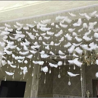 羽毛珠帘白色公主风隔断门帘成品客厅卧室门帘