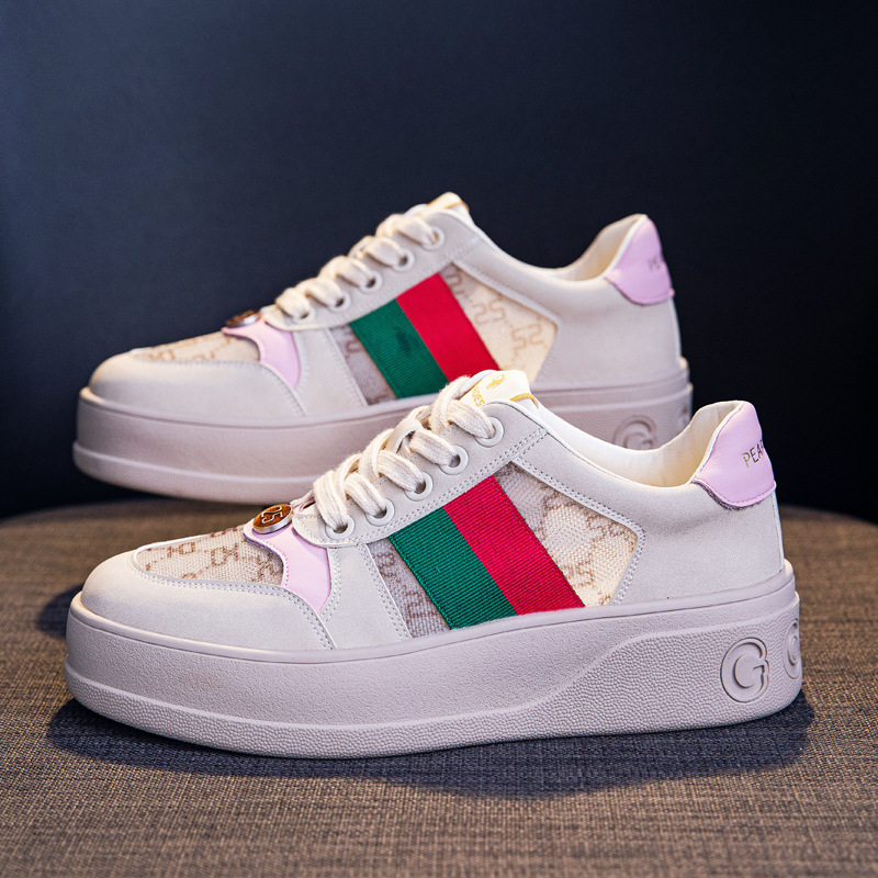 2023 Spring And Autumn New Leather Thick-soled Sneakers Women's Net red sponge cake dirty shoes European goods mesh women's shoes tide_voghion.com