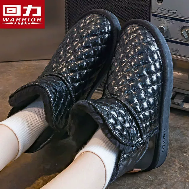 Зимние сапоги Warrior для женщин 2023 новые зимние утолщенные женские туфли с хлопковой подкладкой на флисовой подкладке, непромокаемая Нескользящая теплая женская обувь, короткие сапоги