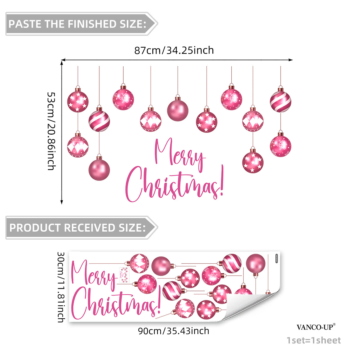 Christmas Pink Light Window Wall Stickers For Festive Home Decor_voghion.com