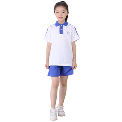 Uniform wholesale men's and women's summer school uniform sets with quick-drying, antibacterial, and odor-resistant short-sleeved shirts and shorts for primary school students in Shenzhen