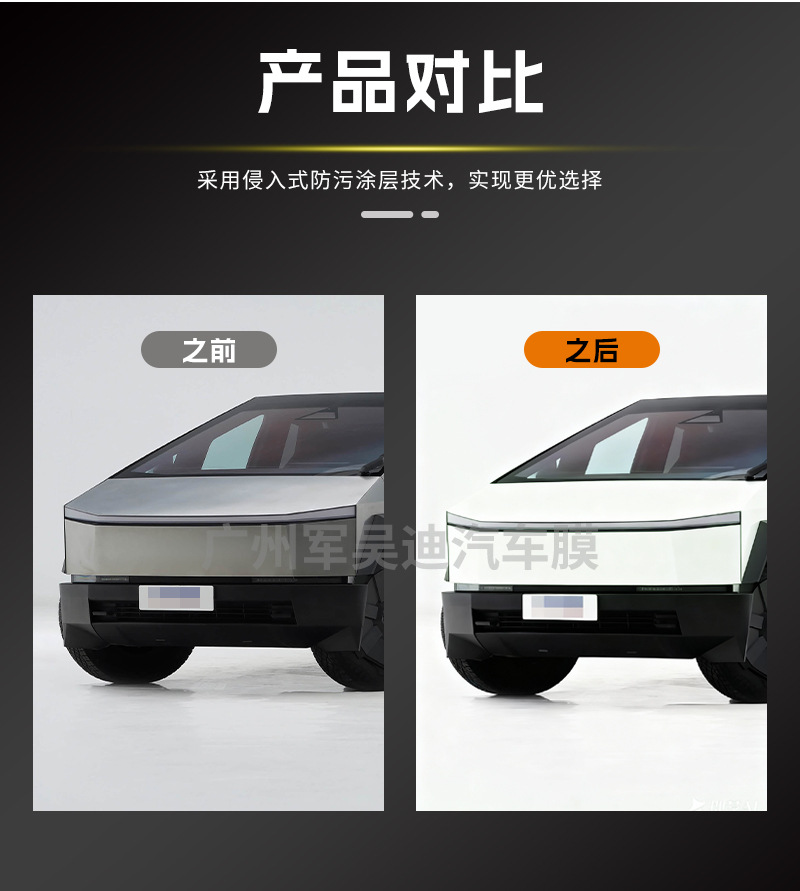 Pre-Cut TPU Fluorescent Car Color Change Film for Tesla Cybertruck