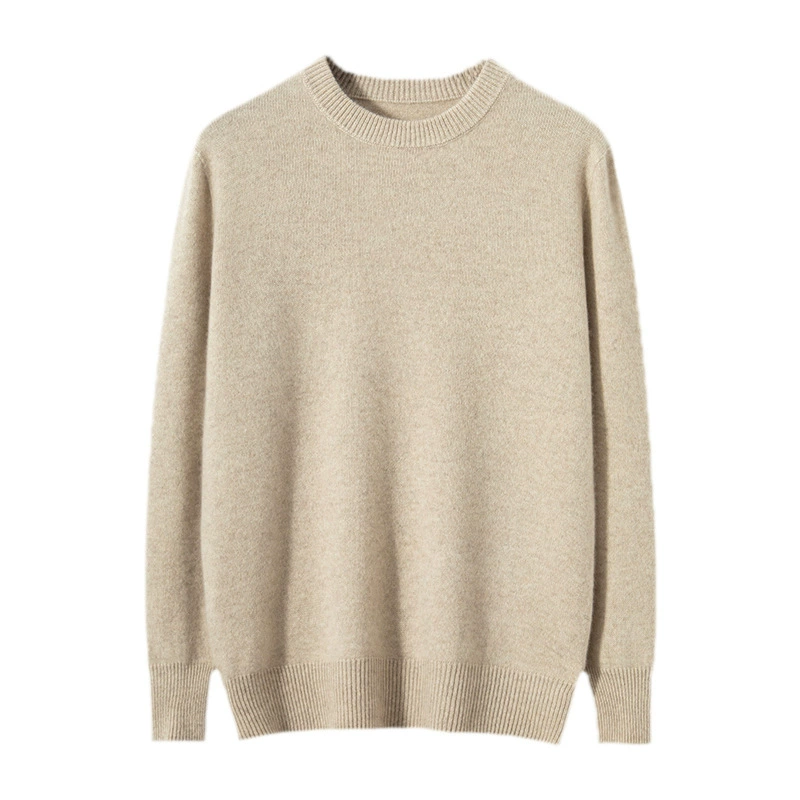 Cashmere knitted keep warm sweater, round collar, increased thickness, plus size