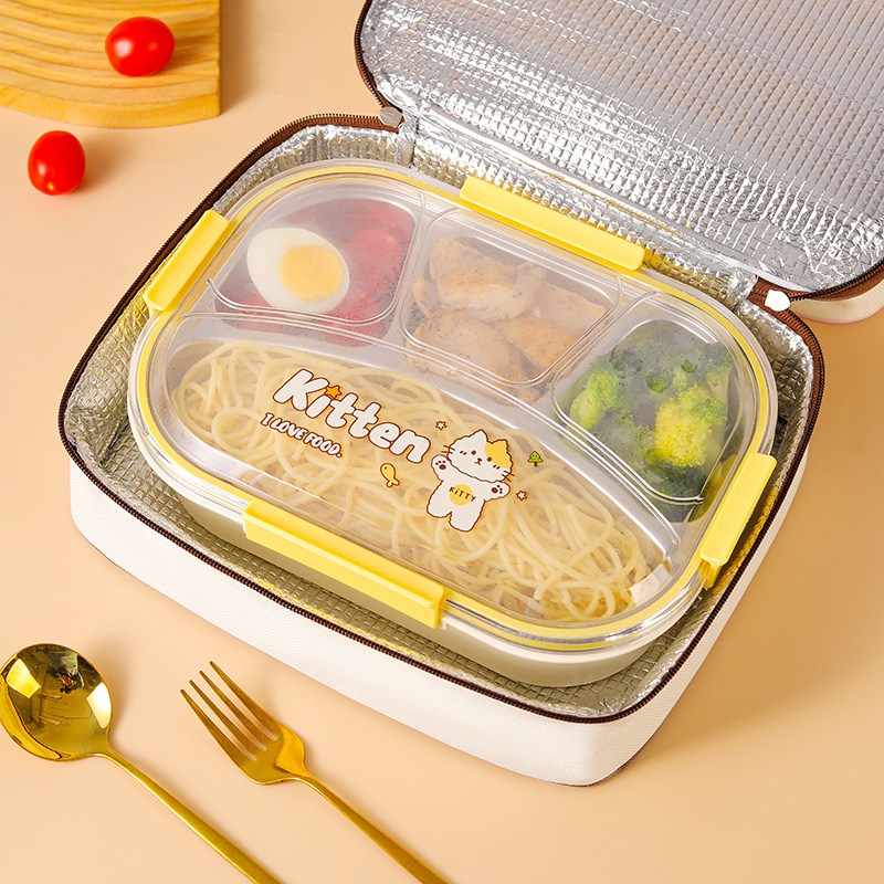 Bolsa aislante portátil simple de dibujos animados, bolsa bento cuadrada, bolsa de almuerzo para ir al trabajo y a la escuela, bolsa de almuerzo, bolsa de lonchera grande
