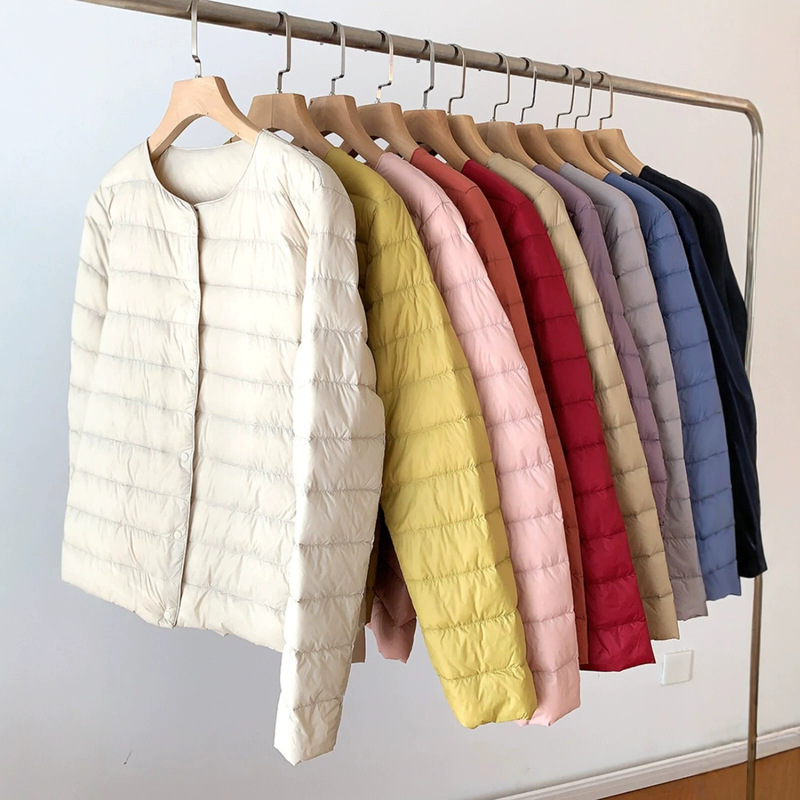 Women's Autumn and Early Spring Portable Collarless down Jacket Inner Liner Short Round Neck Warm Lightweight down Jacket for Women Women's Autumn and Early Spring Portable Collarless down Jacket Inner Liner Short Round Neck Warm Lightweight down Jacket for Women