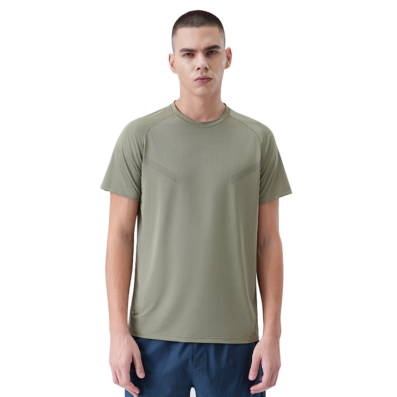 2025 camiseta de manga corta con cuello redondo para hombres, deportes de montañismo al aire libre de verano, correr, absorber la humedad, secar la ropa superior