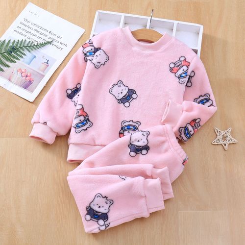 Children's Flannel Pajamas Winter Boys' Homecoming Set Girls' Fleece Warm Baby Autumn/Winter Cartoon Wholesale