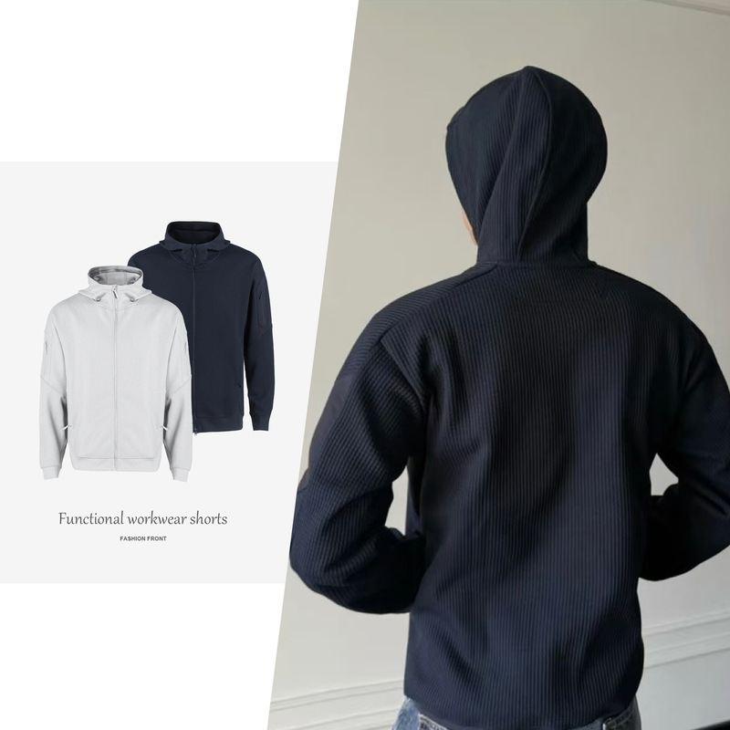 Jmwh''Tzg''25Wm Waffle Fleece-Lined Comfortable Hooded Fleece Sweater Versatile Top Jacket Coat