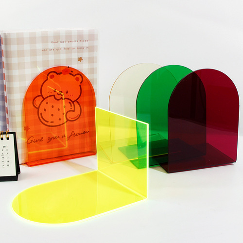 Transparent acrylic bookends, non-slip desktop color bookends, book storage, book holders, book stands wholesale