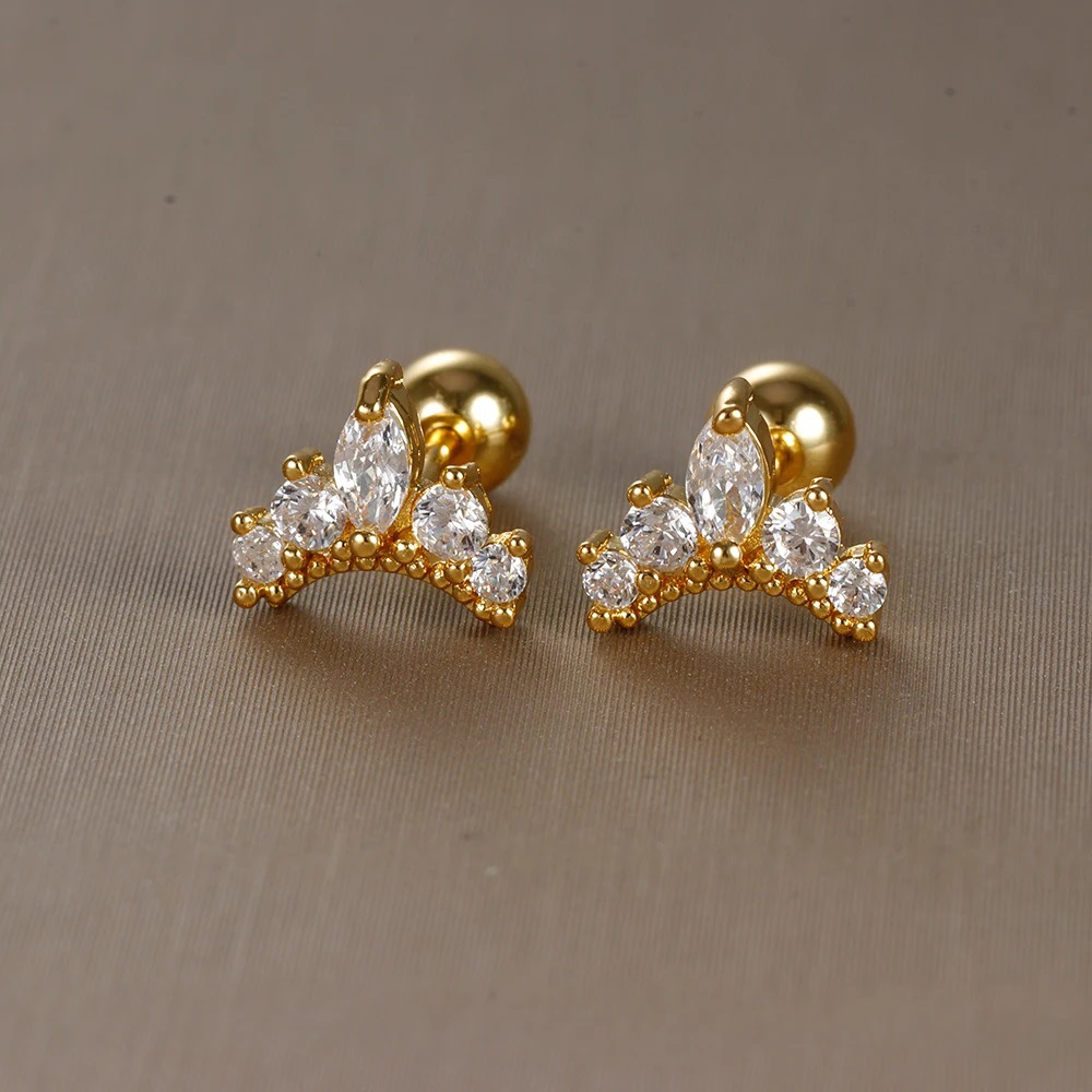 Women's Gender 1 Pair Vintage Style Classic Style Geometric Butterfly Snowflake Plating 304 Stainless Steel Zircon Ear Studs