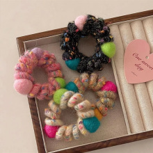 彩色毛绒电话线发圈女手工高弹力发绳耐用皮筋女扎头扎马尾头饰