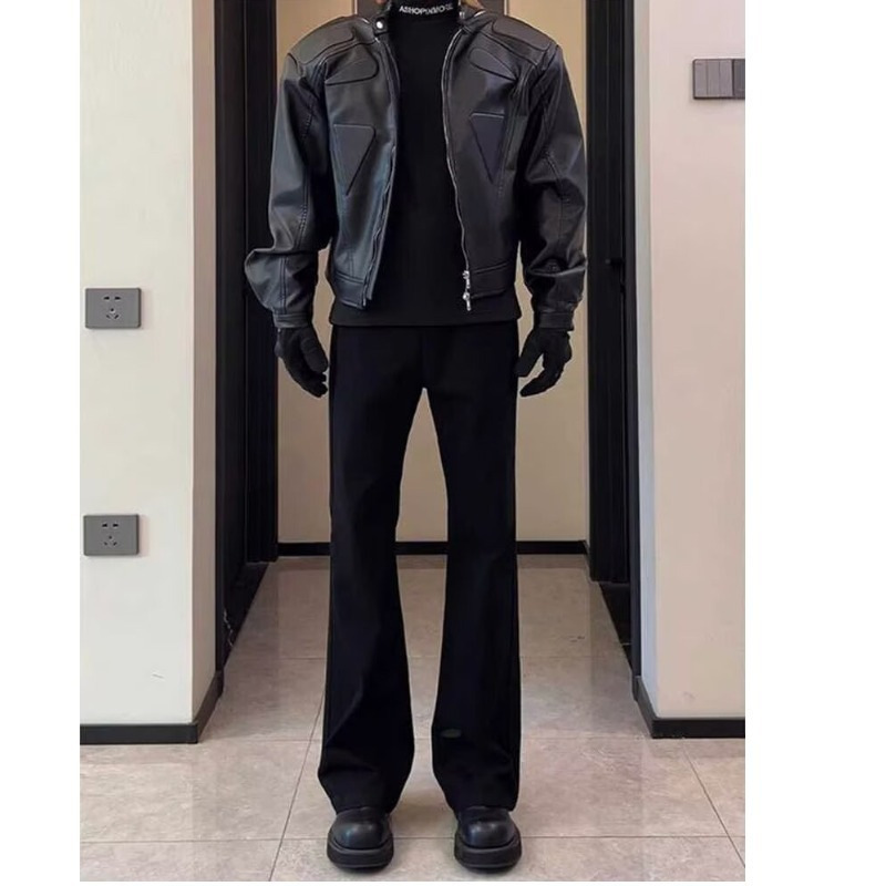 2025 New Style Scimitar Micro-Flared Trousers for Men, Spring & Fall Draped Black Slimming Look Trousers, High-End Straight Casual Trousers