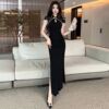 Tassel hollow waist improvement qipao temperament slim fitting formal dress long skirt