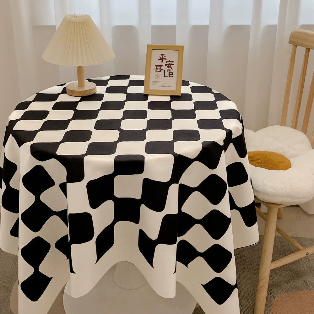 [棋盘格桌布ins风格子桌布书桌布圆桌餐茶几桌垫学生宿舍桌布]