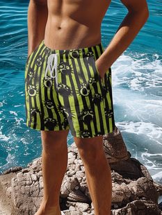 European and American plus size Men's Fitness Running Sports Basketball Short Pants Seaside Beach Holiday Shorts Fun Print