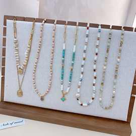 原创设计天然淡水珍珠串珠天然石项链小众复古毛衣链配饰锁骨链