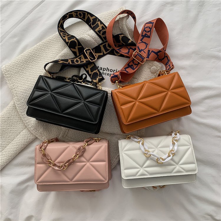 Bolso de hombro pequeño para mujer estilo INS diseño cuadrado simple con correa ancha moda casual