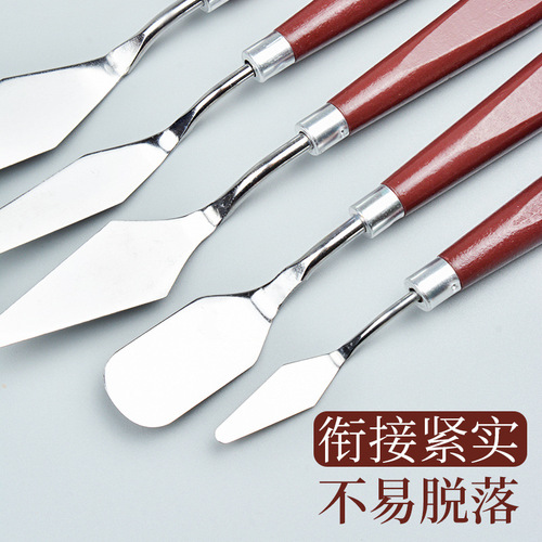 5-piece oil painting knife, stainless steel flat scraper, pointed oil painting knife, palette knife, paint shovel