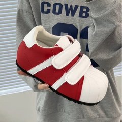 魔术贴贝壳头德训面包鞋女2025秋季新款百搭内增高休闲运动小板鞋