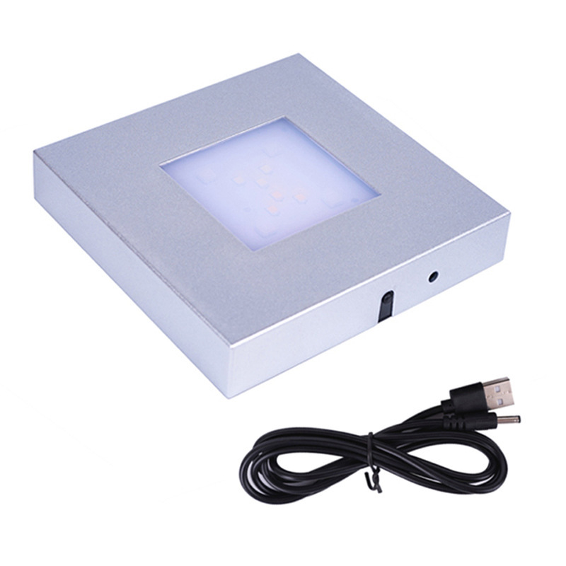 Abs Square 11*11 Led Crystal Lamp Base Multi-Mode Lighting Warm White Craft Luminous Base Colorful Gift