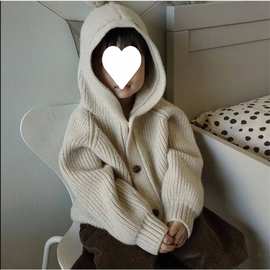 儿童连帽宝宝针织开衫超可爱洋气带帽男女童秋冬款加厚女童外时尚