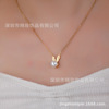 Rabbit from pearl, necklace, cute chain for key bag  stainless steel, internet celebrity