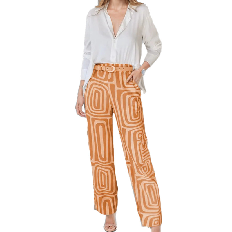 2026 New Spring Women's Clothing European And American Cross-Border Fashion Suit Commuting Simple V-Neck Printed Long_ecoleips.com