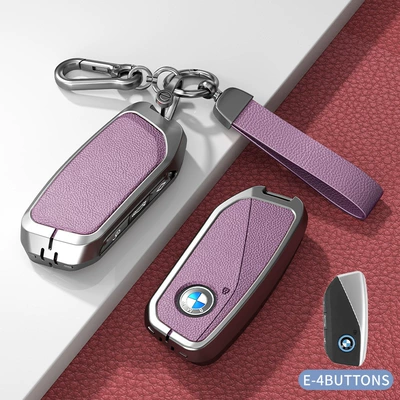 Series X2 X3 X4 X5 X6 — Car key bag - e-model-one-click-start-no-standard-model-xiaguang-purple-zinc-alloy-shell-hardware-hand-strap