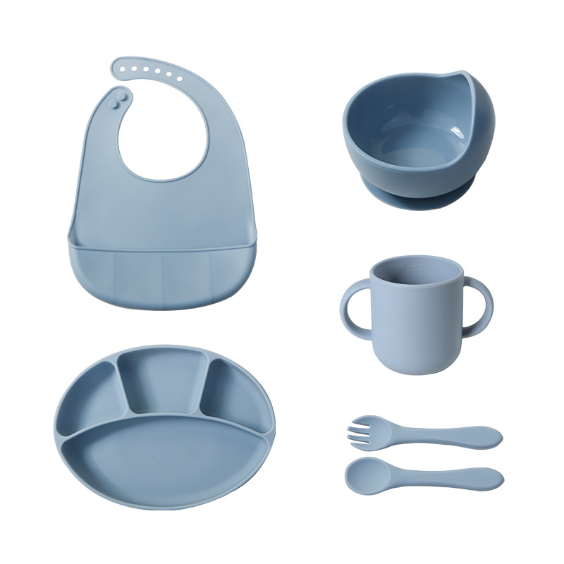 스플릿 플레이트와 더블 컵 + 블루의 5 장 세트