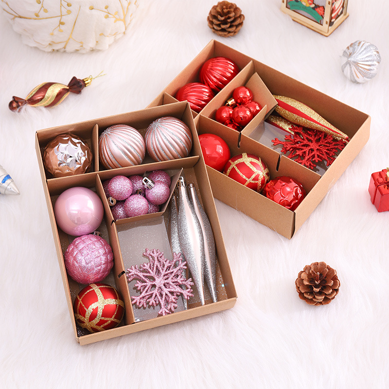 Navidad transfronteriza caja de bola de luz, paquete de regalo de galvanoplastia pintado, decoración de Navidad, set de bola de Navidad