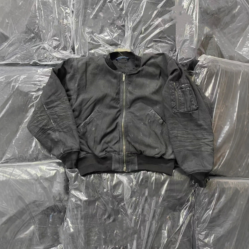 High-Quality Bl Brand New Vintage-Style Ink-Splattered Mud-Dyed Jacket, Loose Fit, Unisex
