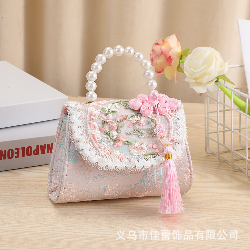 Bolsos para niños en nombre de las niñas Bolsos de perlas de estilo occidental Little Princess Baby Nuevo bolso de mensajero de hombro de estilo chino