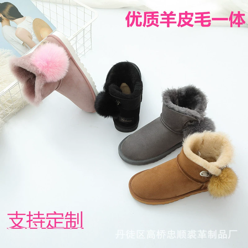 2021 новые меховые зимние сапоги с булавкой из лисьего меха мяч на Плоском Каблуке повседневные Мини короткие сапоги оптовая продажа с фабрики