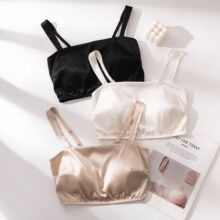新品春夏真丝无钢圈美背文胸 固定杯乳胶胸垫薄款桑蚕丝抹胸内衣