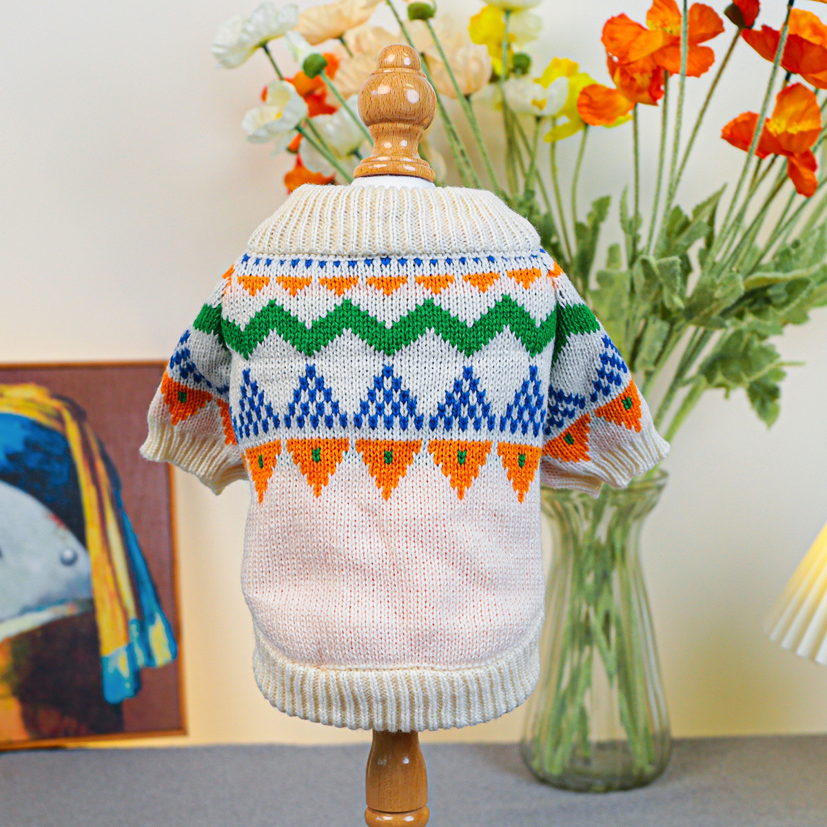 Suministro directo de fábrica otoño e invierno nuevo cálido y cómodo perro suéter ropa para mascotas gato ropa flores y flores suéter