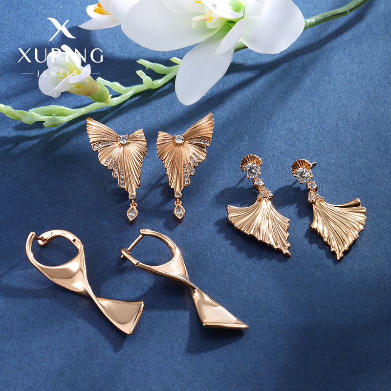 Xuping joyería aretes de metal europeo y americano aretes de geometría irregular temperamento pendientes de alta calidad aretes transfronterizos al por mayor