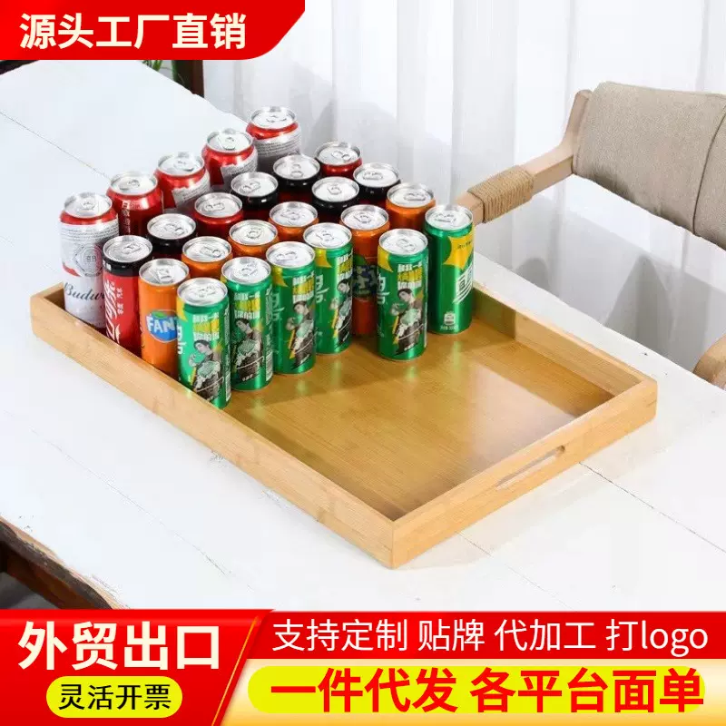 跨境批发竹托盘简约家用酒店竹盘子餐厅端菜盘长方形日式竹质托盘