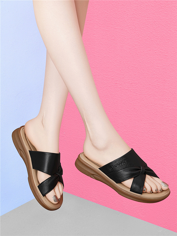 Dép sandal nữ đế dày xỏ ngón tiện lợi phong cách đơn giản cao cấp 2026 — 6054 Màu be, 6054 Da đen chi tiết 6