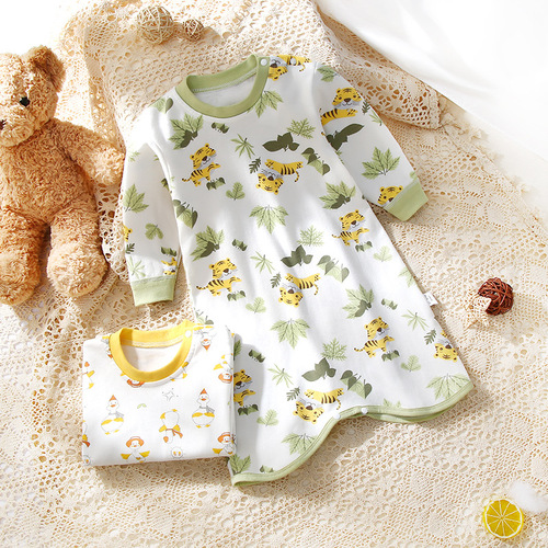 Autumn and winter baby nightgowns, versatile long-sleeved pajamas for boys and girls, baby onesies, pajamas, home clothes, children's clothing
