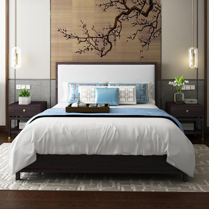 Hotel Bed Hotel Furniture Standard Room Full Set Express Hotel Big Bed Apartment Homestay Vienna Room Furniture Solid Wood